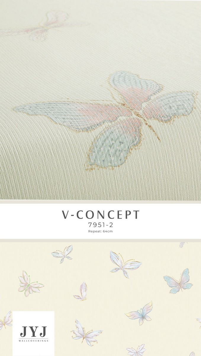 Giấy dán tường phòng trẻ em hình cánh bướm Vconcept 7951-2